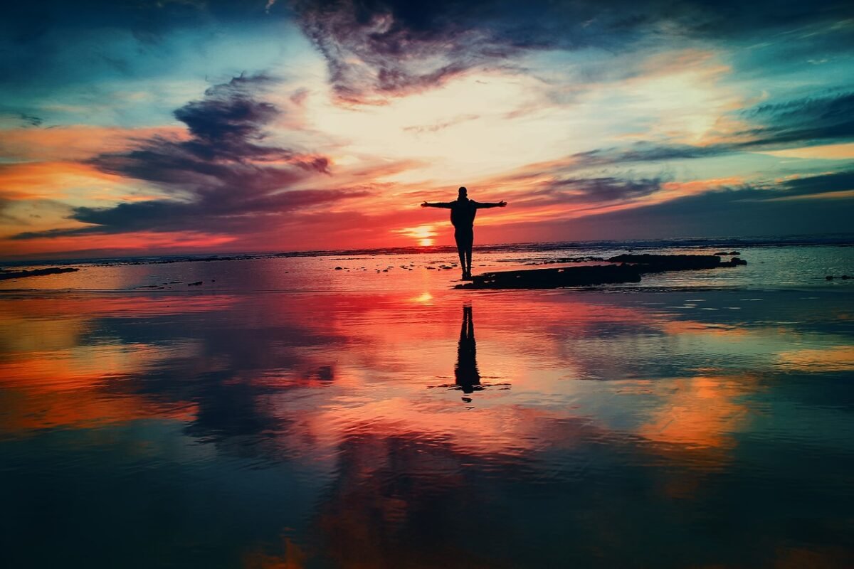 ocean, sunset, person, silhouette, nature, freedom, seo, beach, dawn, dusk, twilight